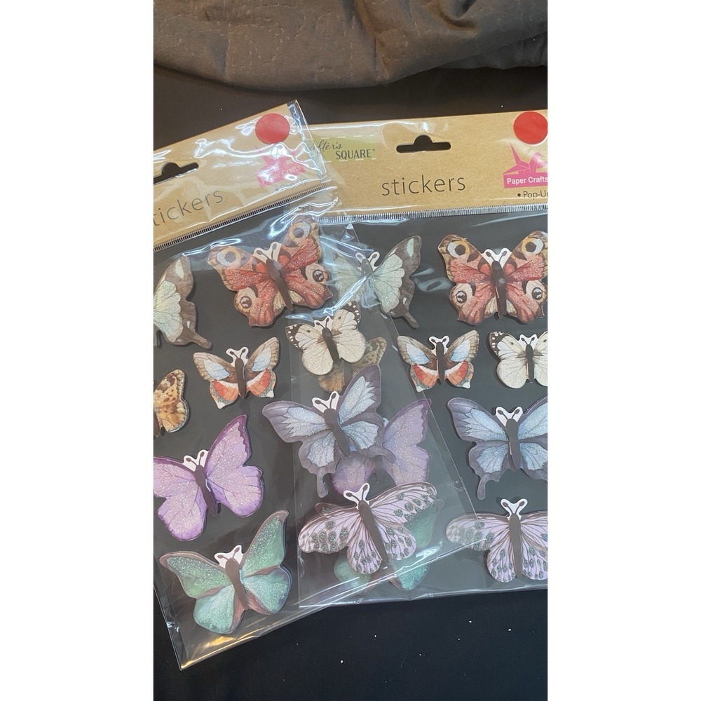 Crafter's Square Pop-Up Butterfly Stickers 2 Packs 18  Glitter 3D Paper Crafts